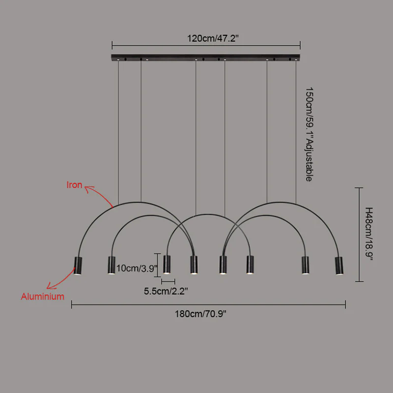 WOMO Arc Rainbow Pendant Chandelier-WM2063 - Image 40