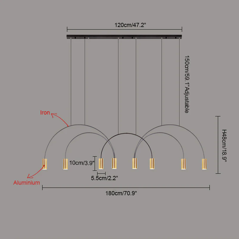 WOMO Arc Rainbow Pendant Chandelier-WM2063 - Image 46