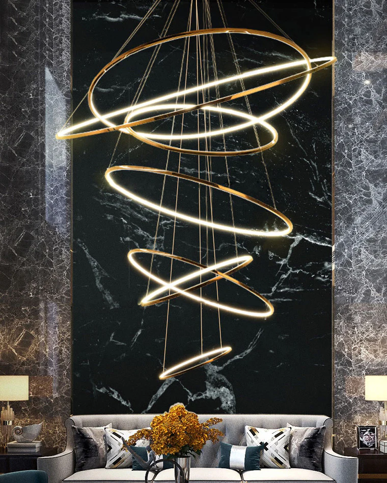 WOMO Large Tiered Ring LED Foyer Chandelier-WM2160 - Image 3