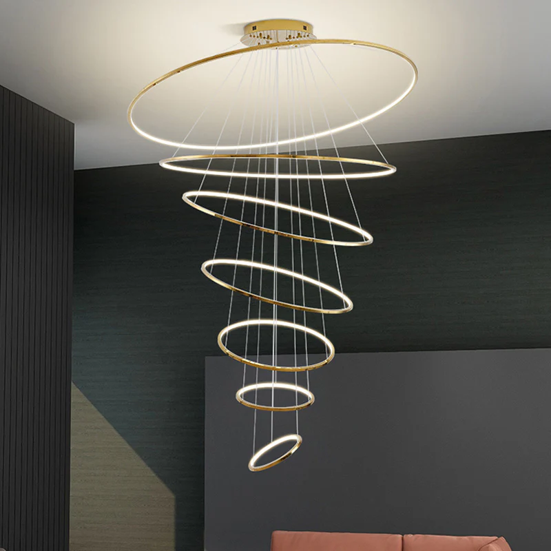 WOMO Large Tiered Ring LED Foyer Chandelier-WM2160 - Image 45