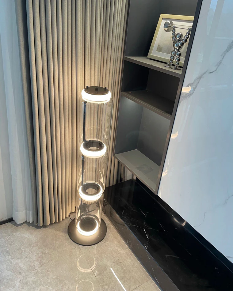 WOMO Glass Column Torchiere Floor Lamp-WM7018 - Image 10