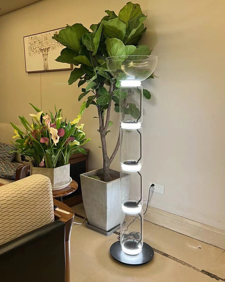 WOMO Glass Column Torchiere Floor Lamp-WM7018 - Image 14