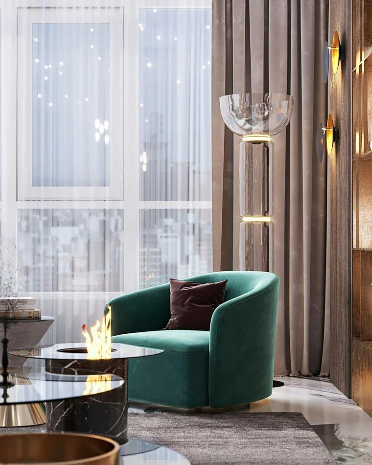 WOMO Glass Column Torchiere Floor Lamp-WM7018 - Image 19