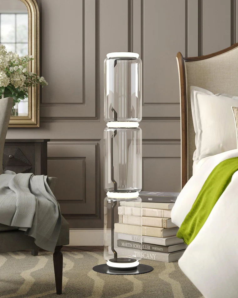 WOMO Glass Column Torchiere Floor Lamp-WM7018 - Image 29