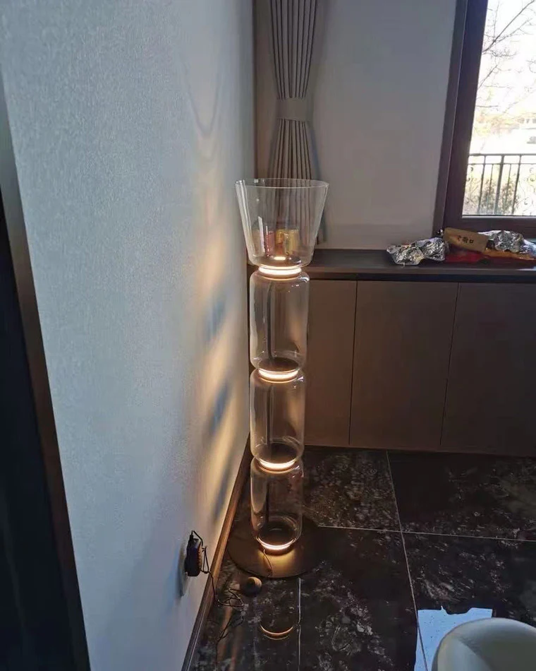 WOMO Glass Column Torchiere Floor Lamp-WM7018 - Image 3