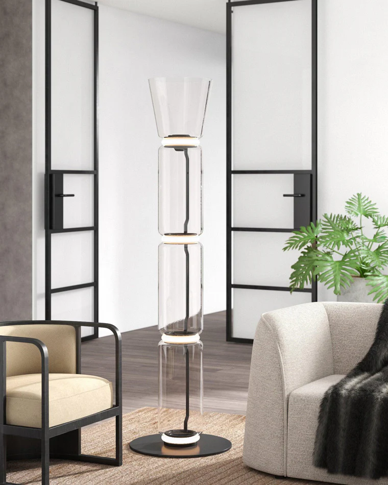 WOMO Glass Column Torchiere Floor Lamp-WM7018 - Image 30