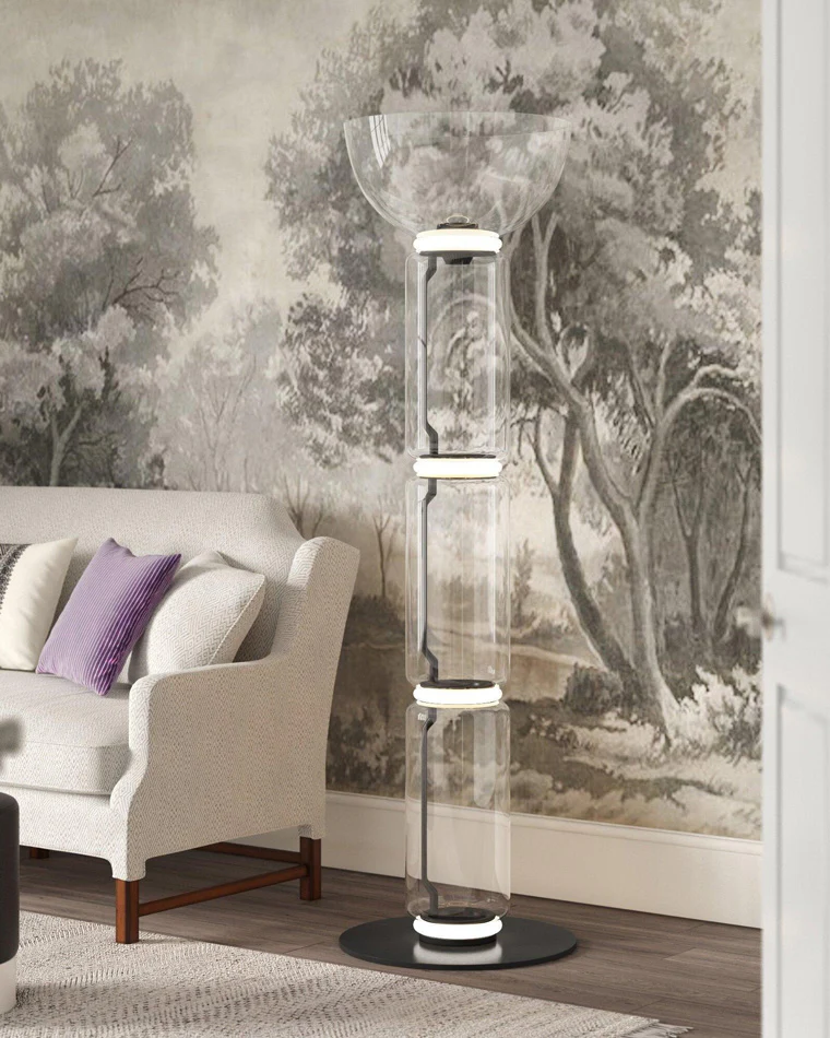 WOMO Glass Column Torchiere Floor Lamp-WM7018 - Image 31