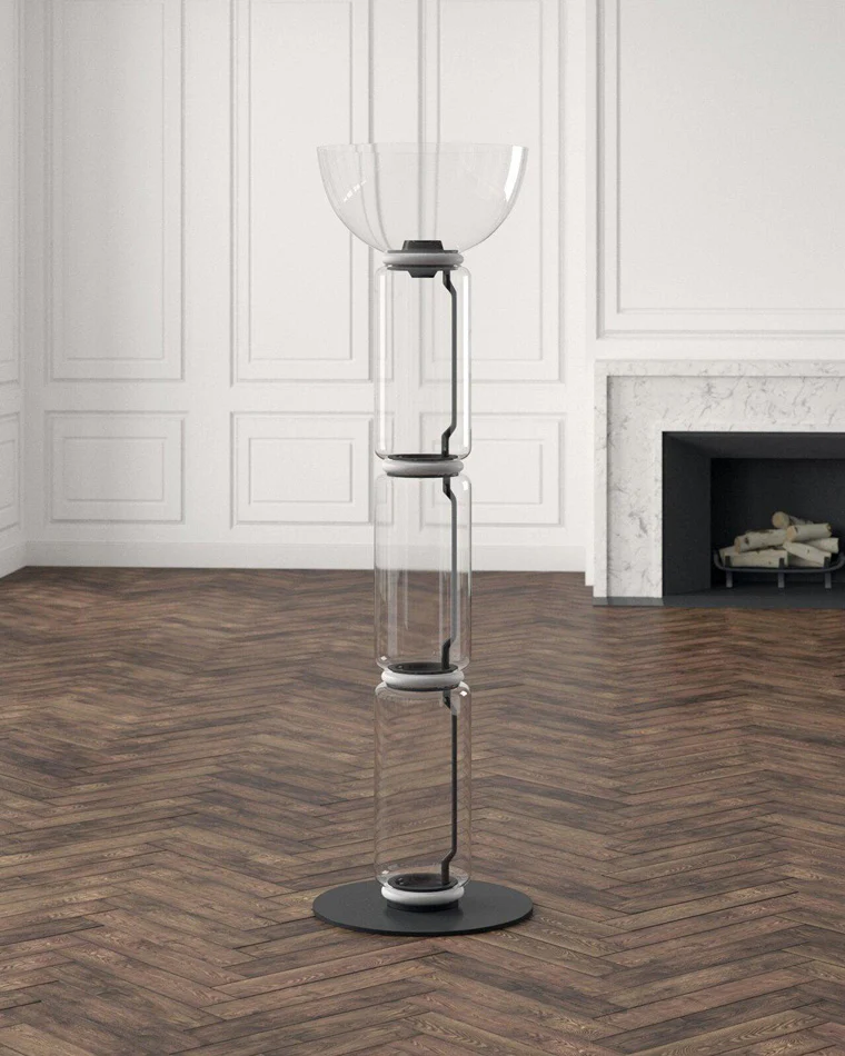 WOMO Glass Column Torchiere Floor Lamp-WM7018 - Image 32