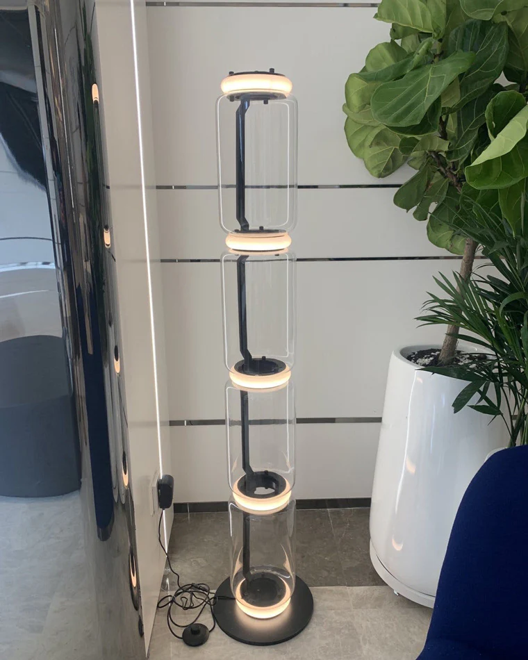 WOMO Glass Column Torchiere Floor Lamp-WM7018 - Image 5