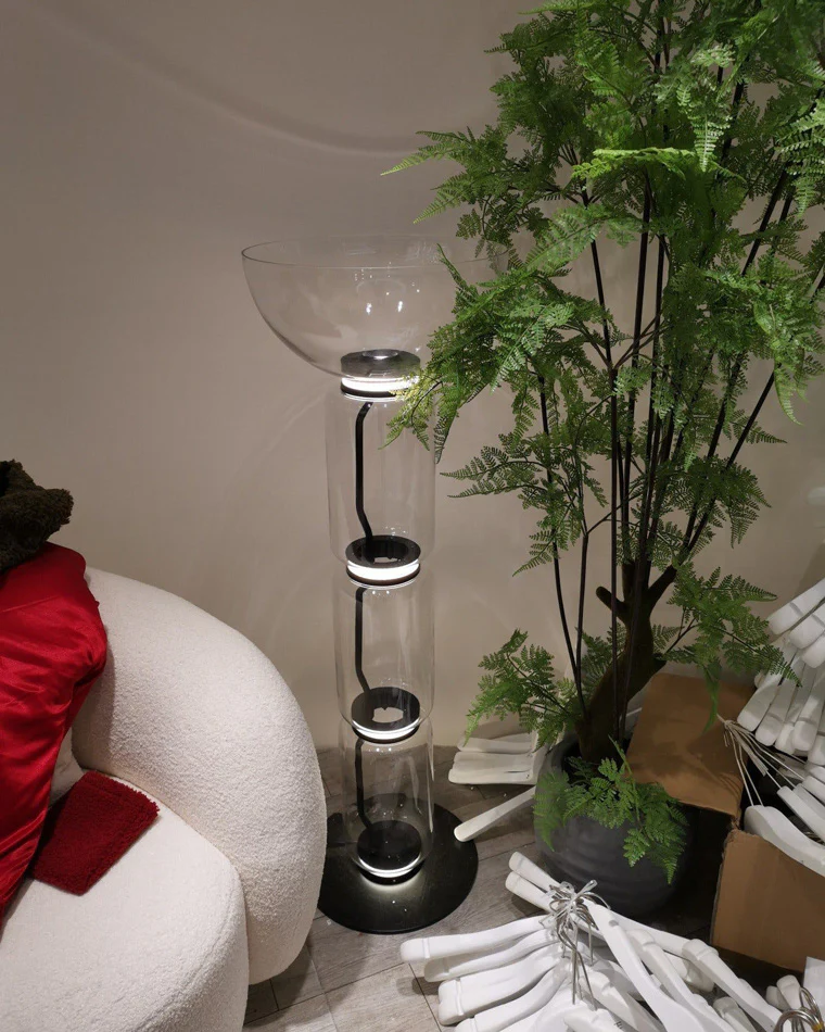 WOMO Glass Column Torchiere Floor Lamp-WM7018 - Image 8