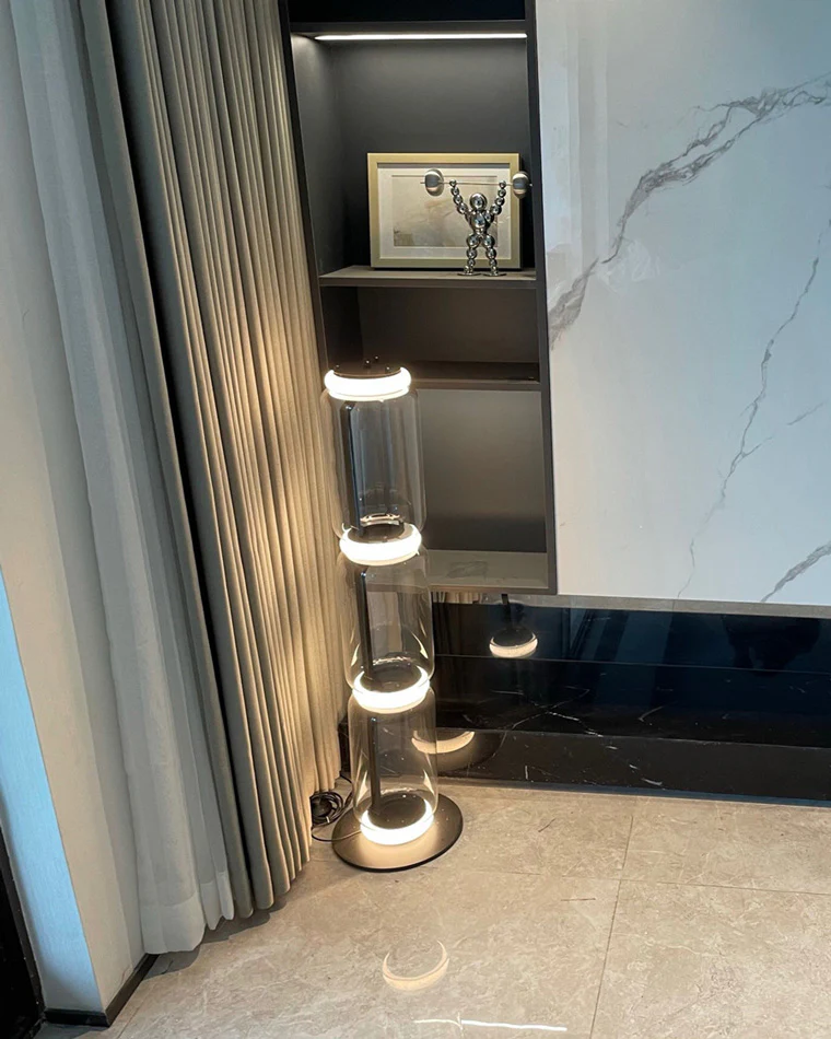 WOMO Glass Column Torchiere Floor Lamp-WM7018 - Image 9