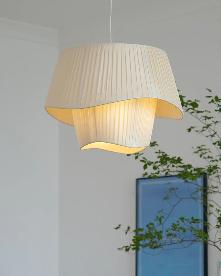 WOMO Pleated Fabric Drum Pendant Light-WM2130 - Image 14