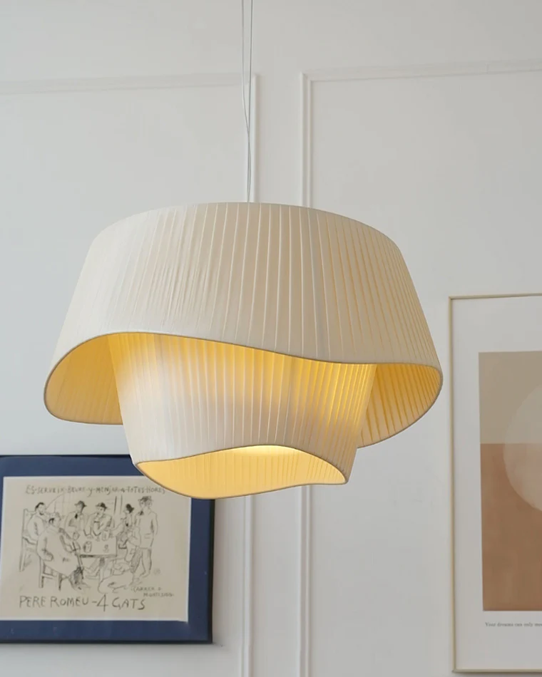 WOMO Pleated Fabric Drum Pendant Light-WM2130 - Image 3