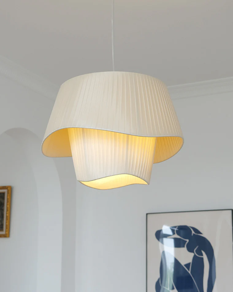 WOMO Pleated Fabric Drum Pendant Light-WM2130 - Image 4