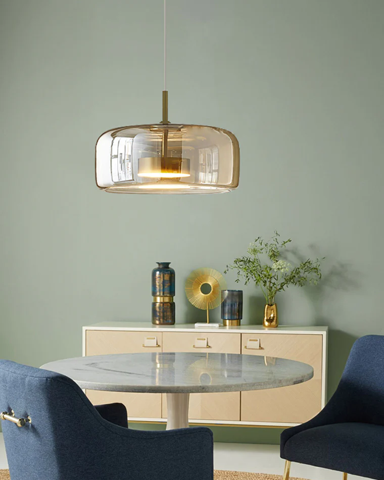 WOMO Drum Blown Glass Pendant Light-WM2145 - Image 5