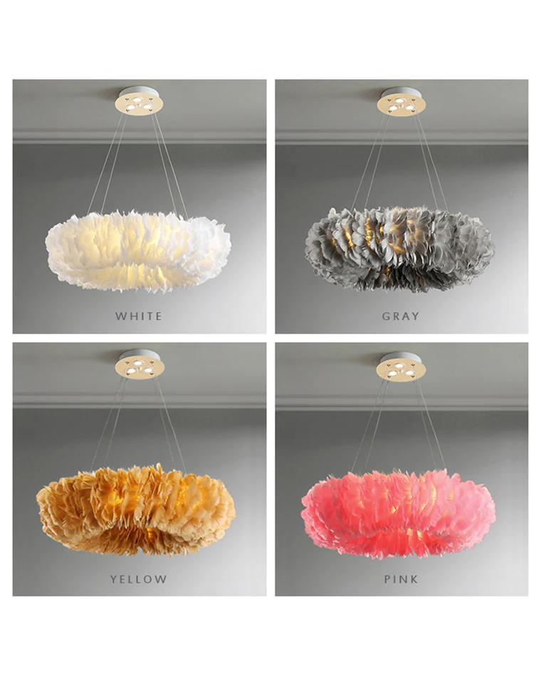 WOMO Feather Round Pendant Light-WM2060 - Image 10