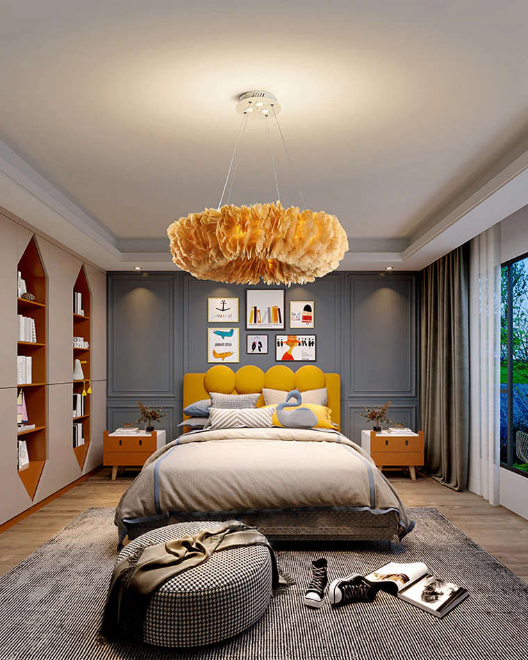 WOMO Feather Round Pendant Light-WM2060 - Image 11