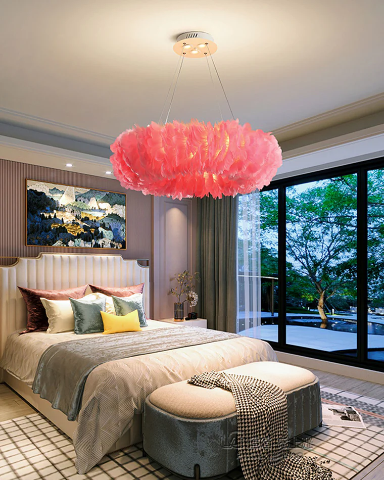 WOMO Feather Round Pendant Light-WM2060 - Image 12
