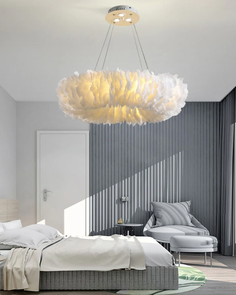 WOMO Feather Round Pendant Light-WM2060 - Image 3
