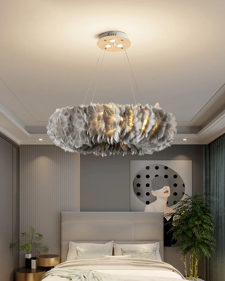 WOMO Feather Round Pendant Light-WM2060 - Image 4