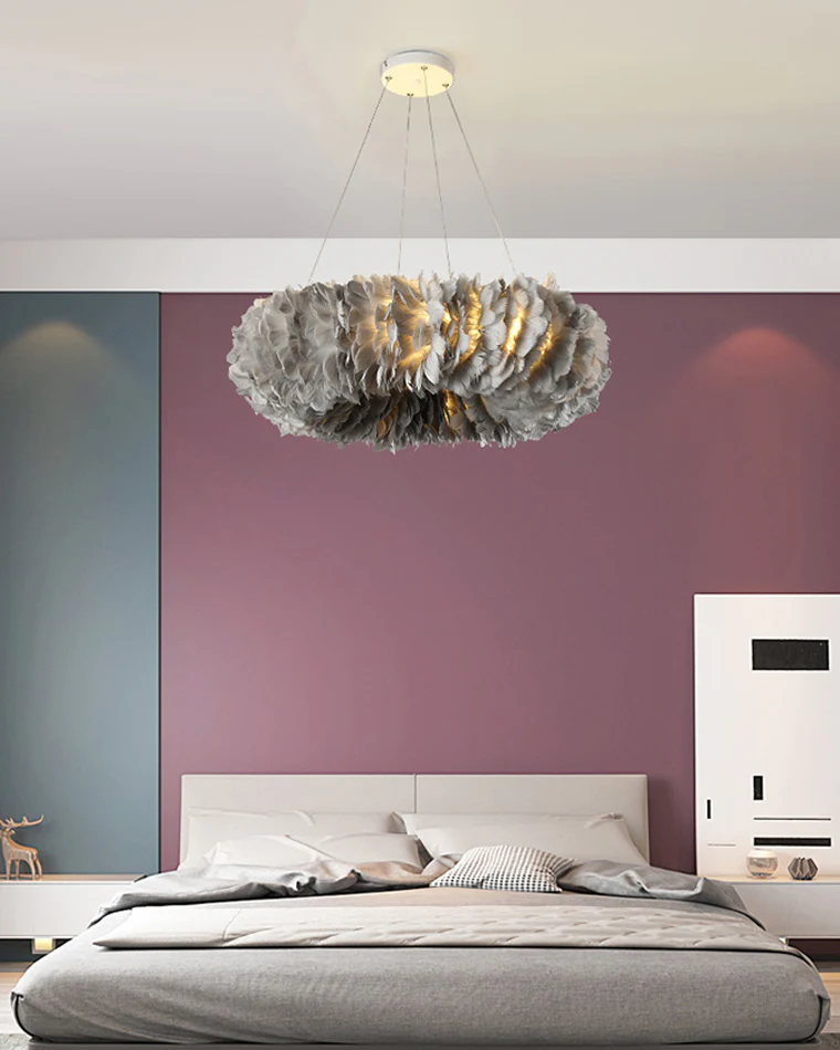 WOMO Feather Round Pendant Light-WM2060 - Image 5