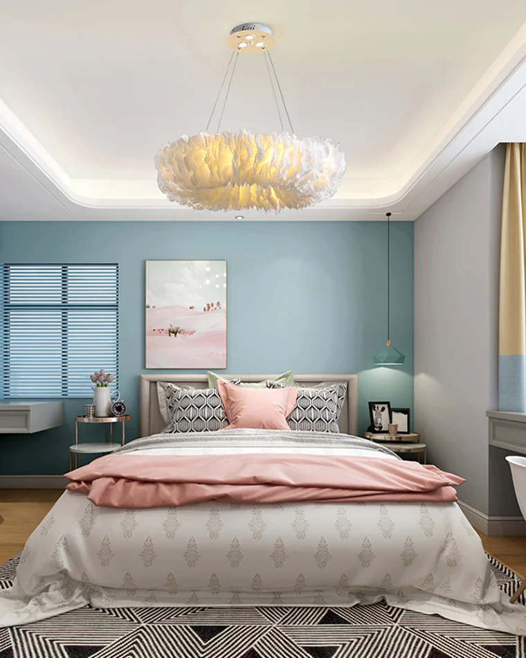 WOMO Feather Round Pendant Light-WM2060 - Image 6