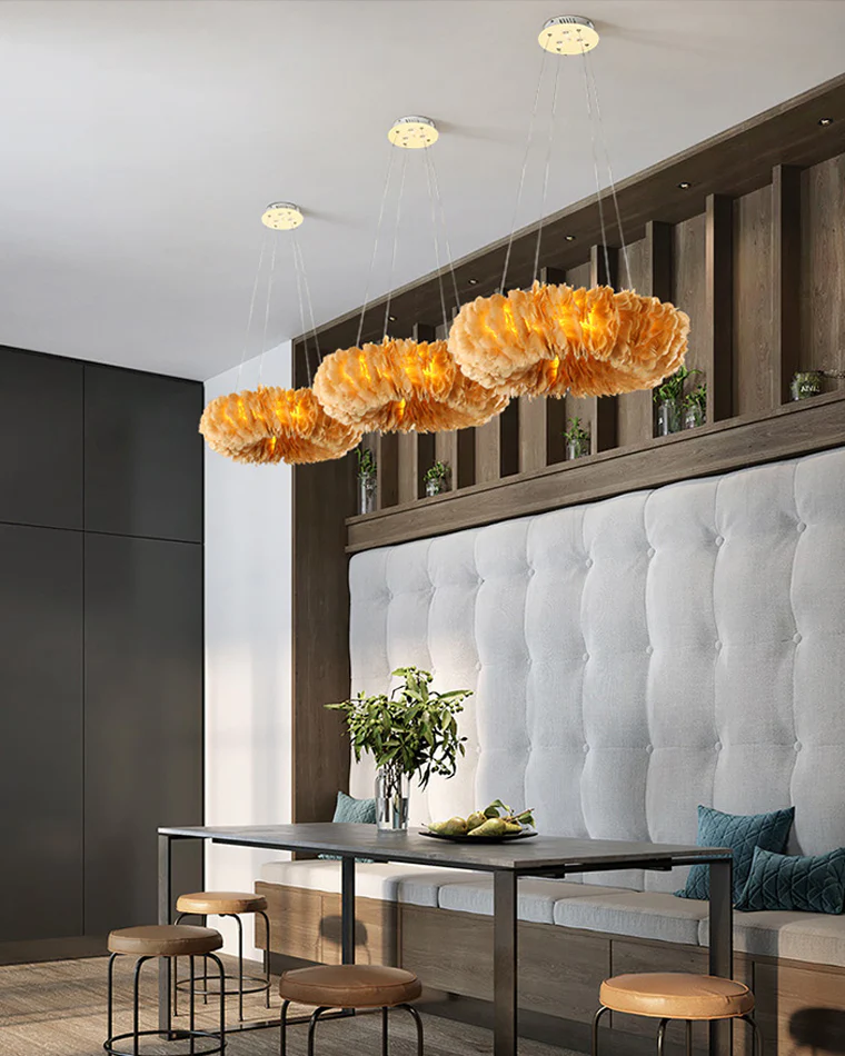 WOMO Feather Round Pendant Light-WM2060 - Image 9