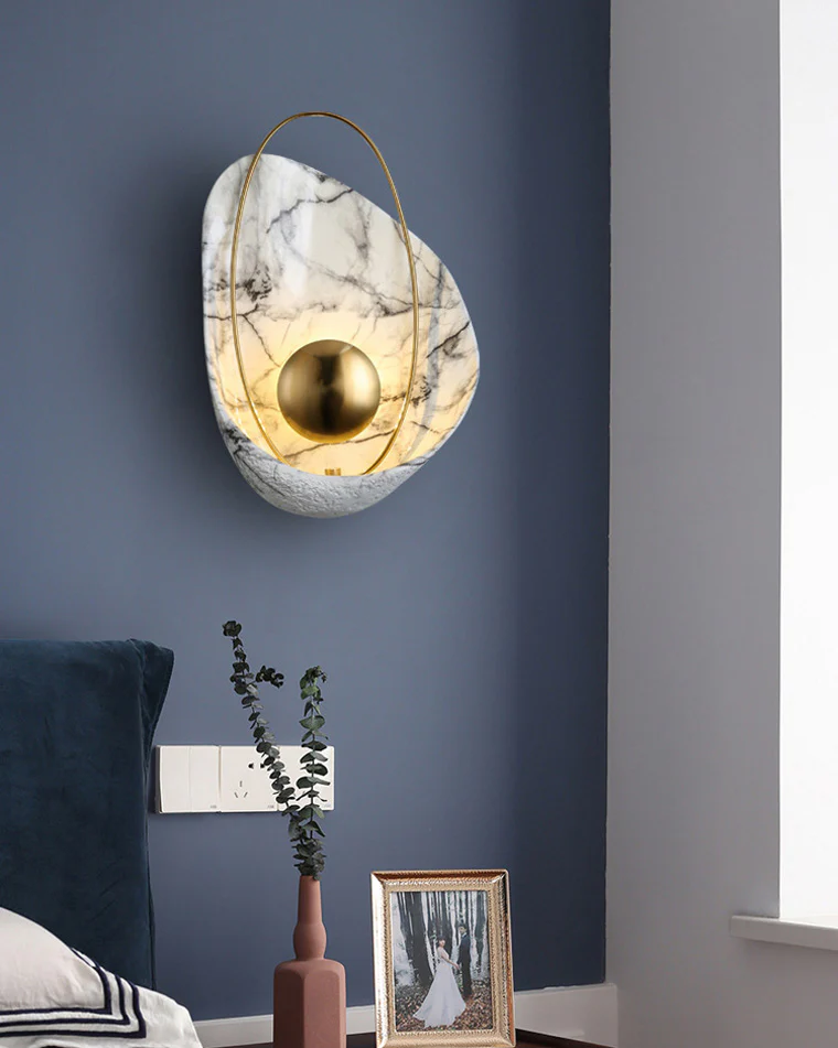 WOMO Marble Sculptural Art Wall Sconce-WM6036 - Image 2