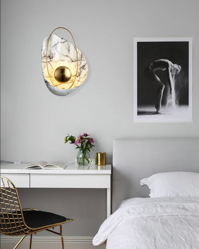WOMO Marble Sculptural Art Wall Sconce-WM6036 - Image 5