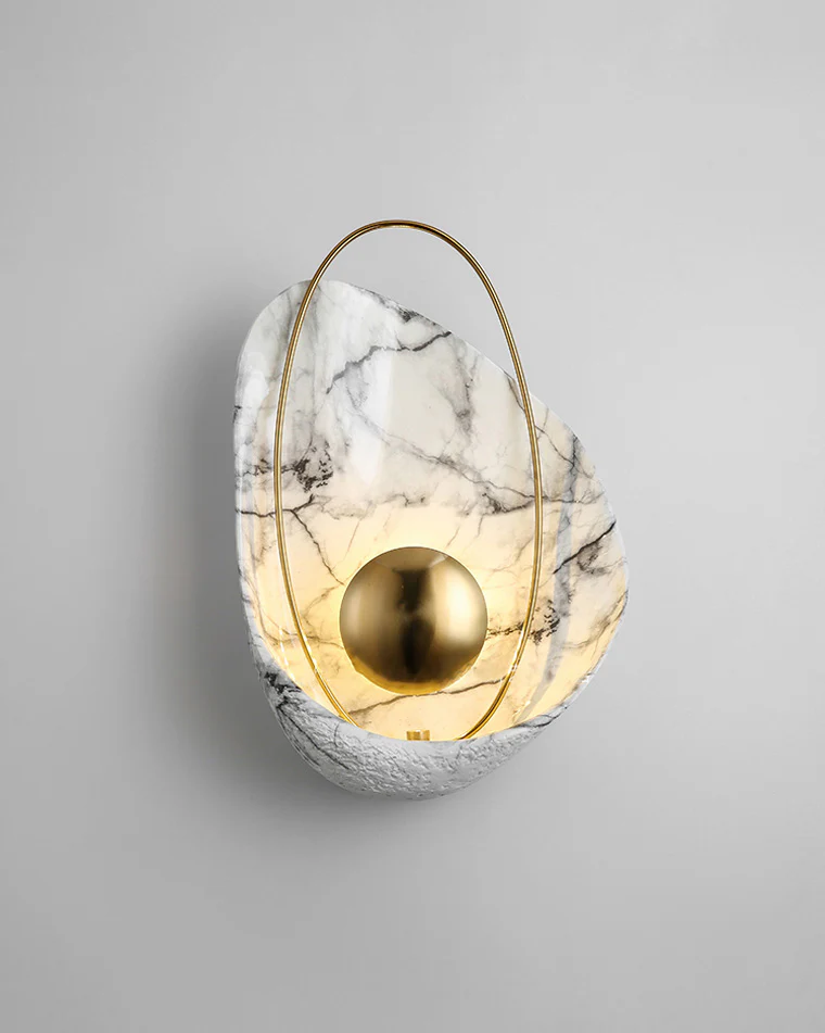 WOMO Marble Sculptural Art Wall Sconce-WM6036 - Image 9