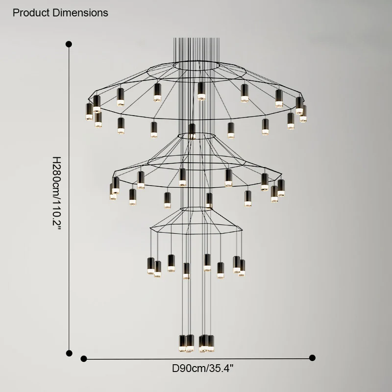 WOMO Wire Tiered Sculptural Chandelier-WM2066 - Image 37