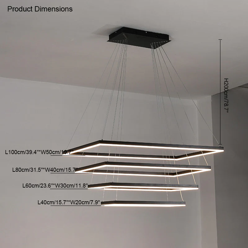 WOMO Tiered Rectangular LED Chandelier-WM2120 - Image 50