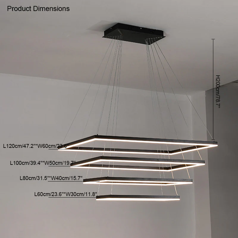 WOMO Tiered Rectangular LED Chandelier-WM2120 - Image 52