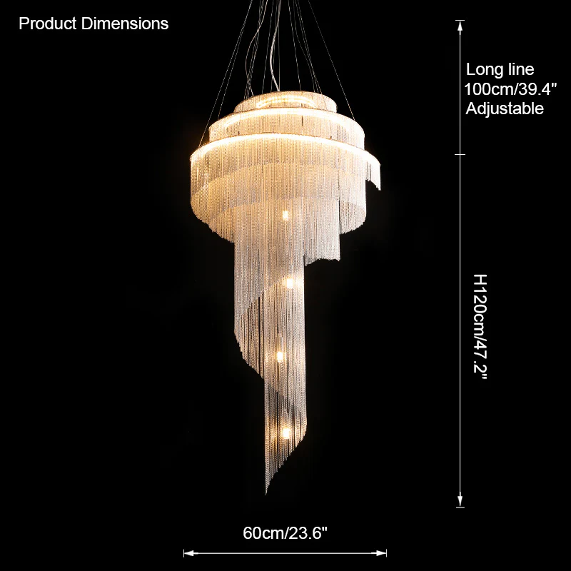 WOMO Spiral Tassel Foyer Chandelier-WM2067 - Image 34