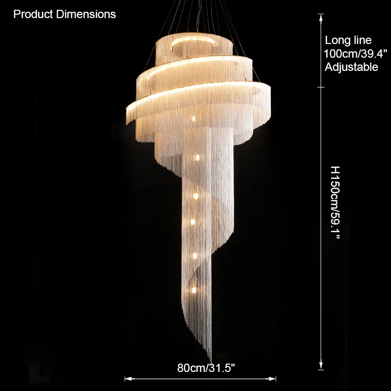 WOMO Spiral Tassel Foyer Chandelier-WM2067 - Image 35