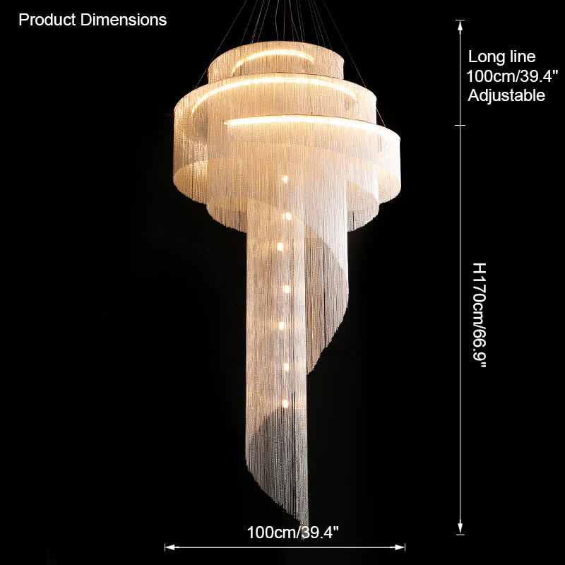 WOMO Spiral Tassel Foyer Chandelier-WM2067 - Image 36