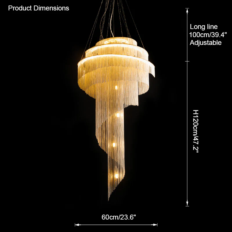 WOMO Spiral Tassel Foyer Chandelier-WM2067 - Image 37
