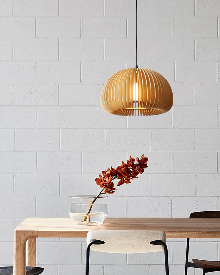 WOMO Pumpkin Wood Pendant Light-WM2105 - Image 13