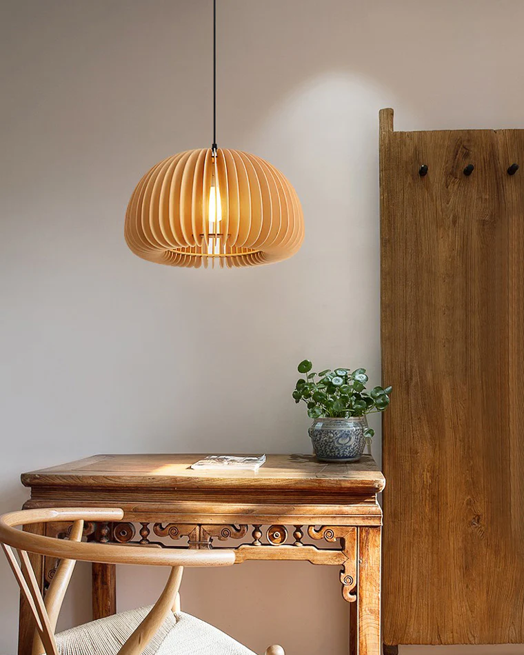 WOMO Pumpkin Wood Pendant Light-WM2105 - Image 15