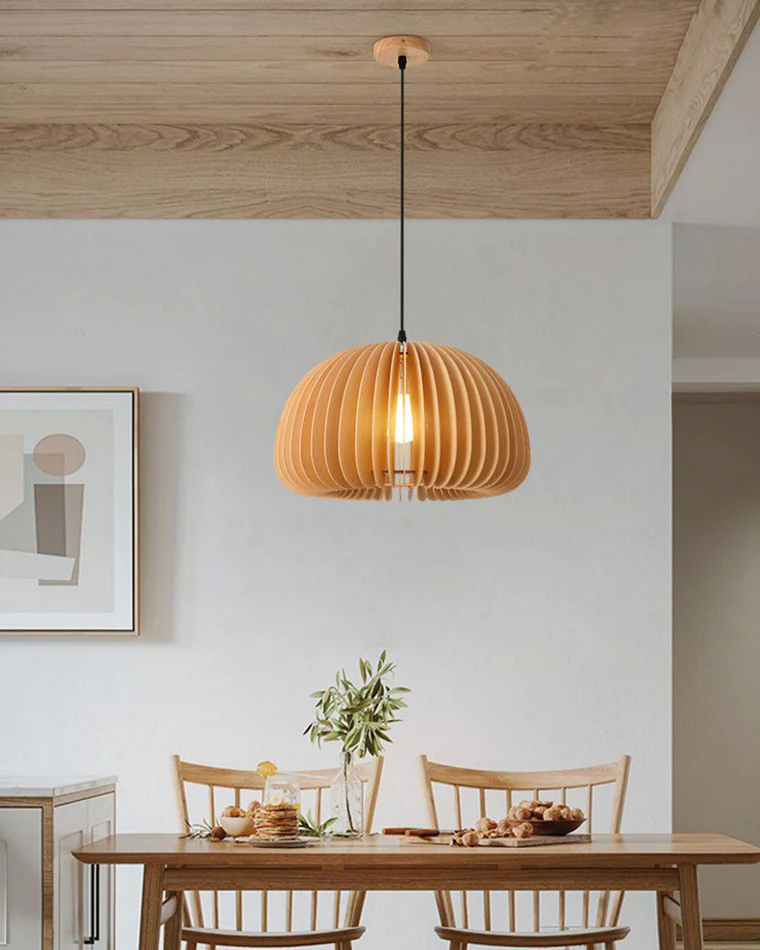 WOMO Pumpkin Wood Pendant Light-WM2105 - Image 9