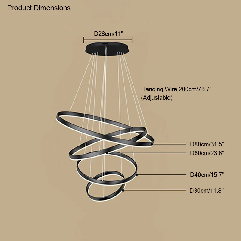 WOMO Tiered Ring LED Chandelier-WM2159 - Image 55