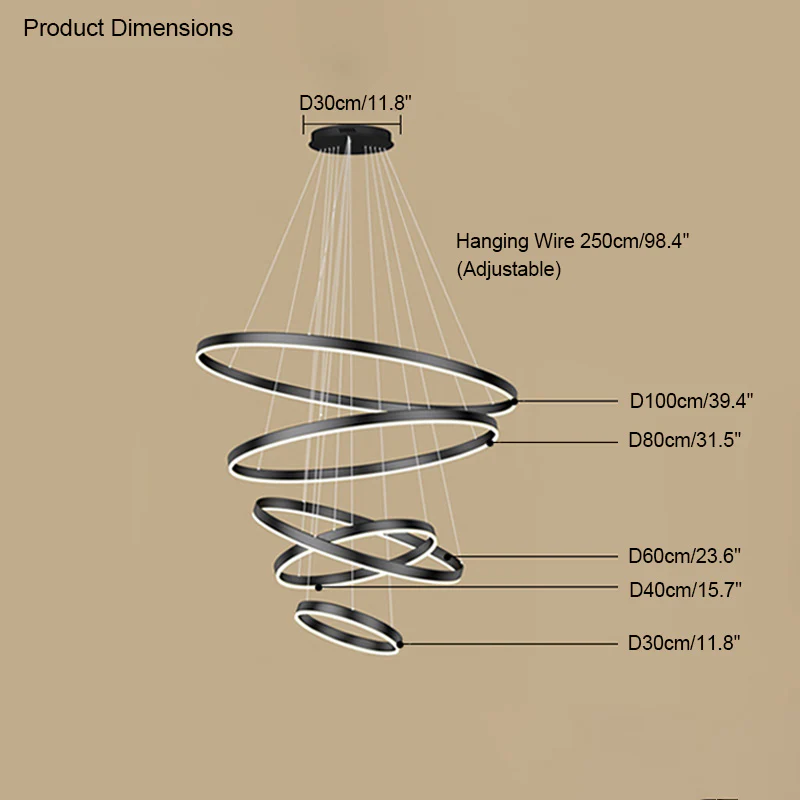 WOMO Tiered Ring LED Chandelier-WM2159 - Image 56