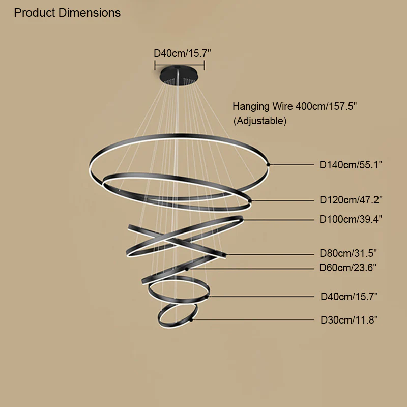 WOMO Tiered Ring LED Chandelier-WM2159 - Image 57