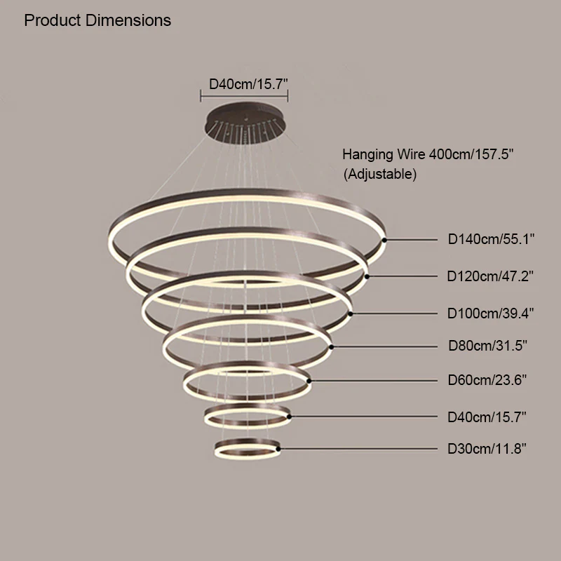 WOMO Tiered Ring LED Chandelier-WM2159 - Image 66
