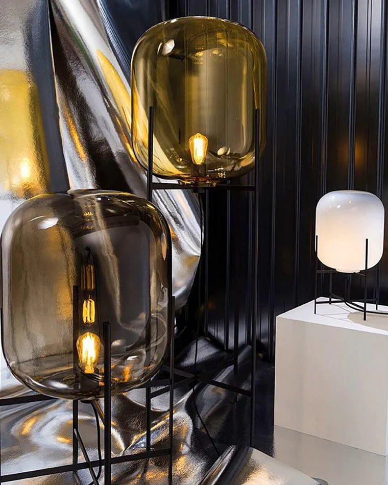 WOMO Smoked Glass Lantern Floor Lamp-WM7015 - Image 14