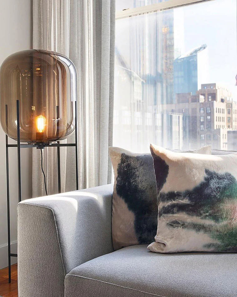 WOMO Smoked Glass Lantern Floor Lamp-WM7015 - Image 41