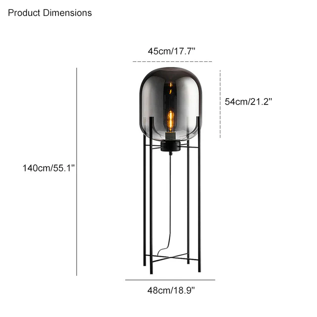 WOMO Smoked Glass Lantern Floor Lamp-WM7015 - Image 50