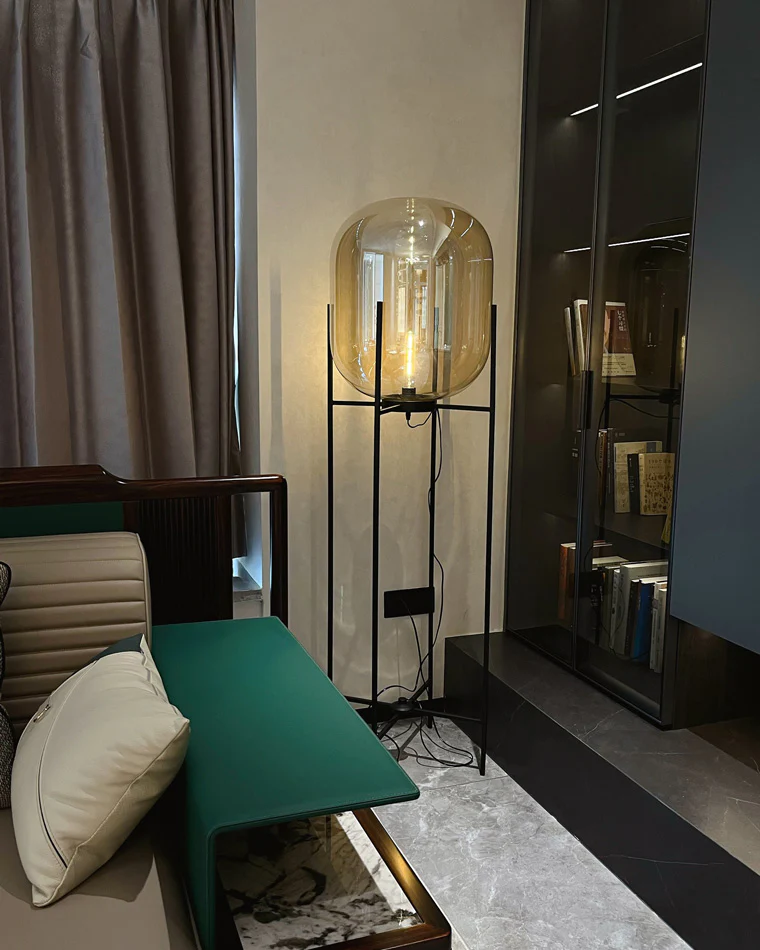 WOMO Smoked Glass Lantern Floor Lamp-WM7015 - Image 7