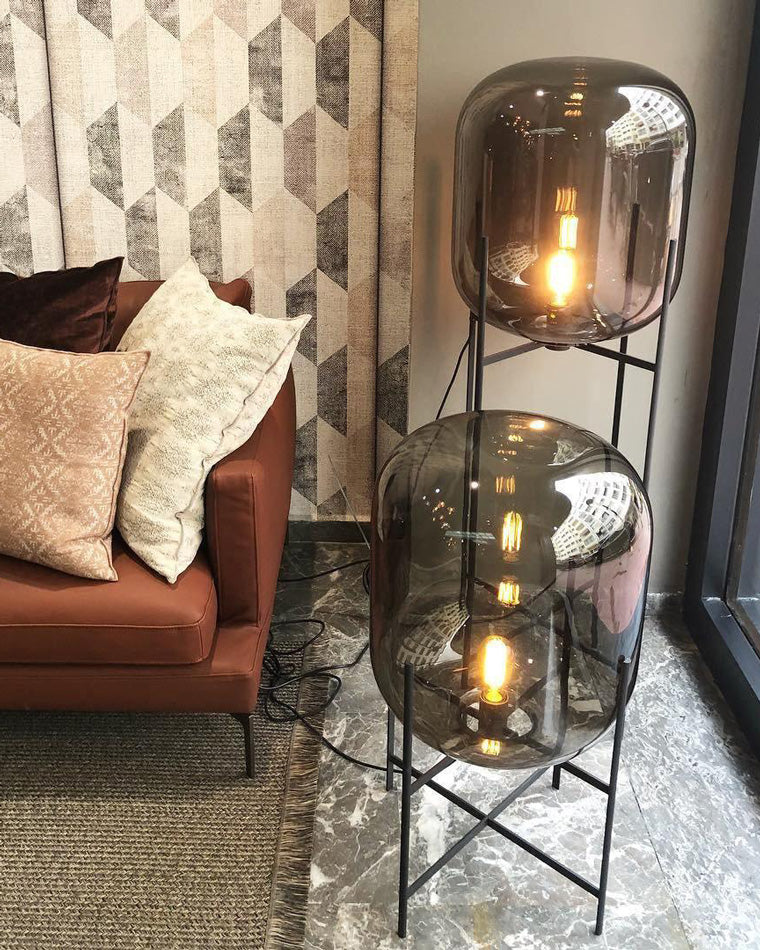 WOMO Smoked Glass Lantern Floor Lamp-WM7015 - Image 8