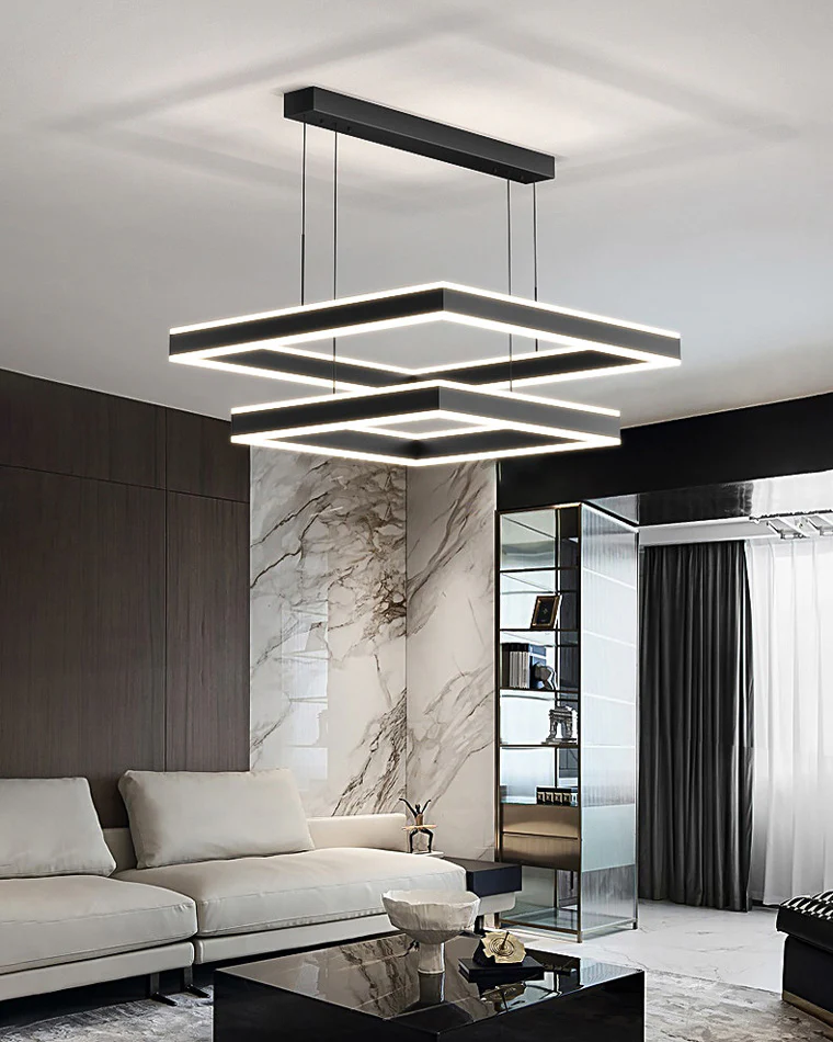 WOMO Tiered Black Square Chandelier-WM2016 - Image 12